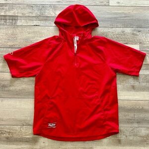 Rawlings short sleeve baseball jacket with hood.
